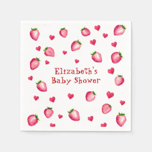 Berry Sweet Strawberry Hearts Unisex Baby shower Servet
