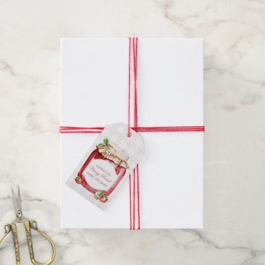 Berry Sweet Strawberry Jam Baby shower Cadeaulabel (Met Touw)