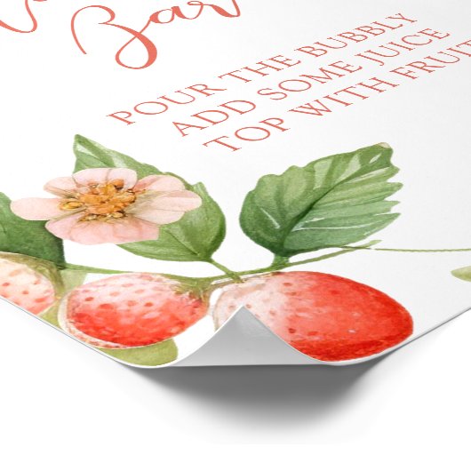 Berry Sweet Strawberry Mimosa Bar Sign Poster (Hoek)