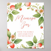 Berry Sweet Strawberry Mimosa Bar Sign Poster (Voorkant)