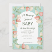 Berry Sweet Strawberry Mint Green Baby shower Kaart (Voorkant)