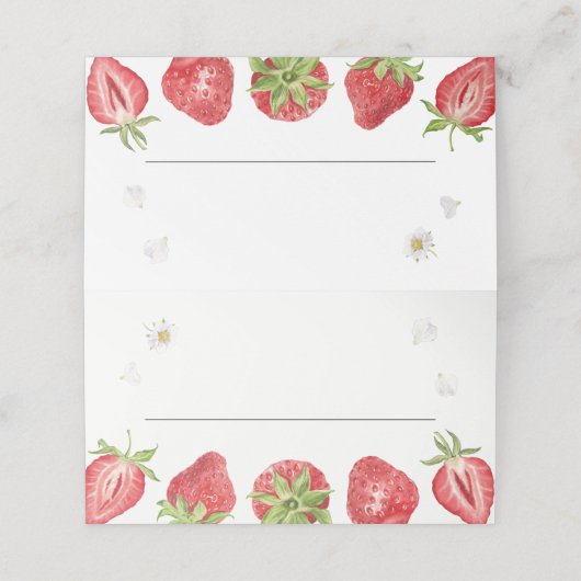 Berry Sweet Strawberry Party Table Place Kards Plaatskaartje (Buitenkant ongevouwen)