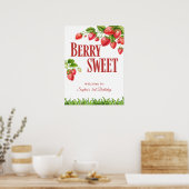 Berry Sweet Strawberry Party Welkomstbord Poster (Keuken)