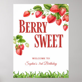 Berry Sweet Strawberry Party Welkomstbord Poster