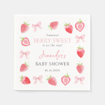 Berry Sweet Strawberry Pink Bow Baby Girl Shower