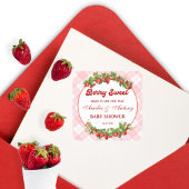 Berry Sweet Strawberry Pink Gingham Baby shower Vierkante Sticker