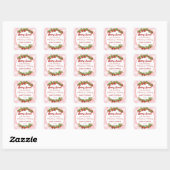 Berry Sweet Strawberry Pink Gingham Baby shower Vierkante Sticker (Vel)
