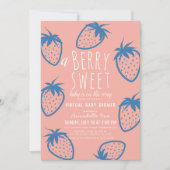 Berry Sweet Strawberry Pink Virtual Baby shower Kaart (Voorkant)