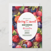 Berry Sweet Strawberry Red Blue Baby shower Kaart (Voorkant)