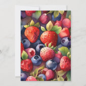 Berry Sweet Strawberry Red Blue Baby shower Kaart (Achterkant)