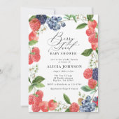 Berry Sweet Strawberry Red Blue Baby shower Kaart (Voorkant)