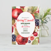 Berry Sweet Strawberry Red Blue Baby shower Kaart (Staand voorkant)