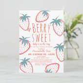 Berry Sweet Strawberry Red Drive-by Baby shower Kaart (Staand voorkant)