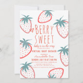 Berry Sweet Strawberry Red Virtual Baby shower Kaart (Voorkant)
