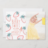 Berry Sweet Strawberry Red White Foto Verjaardag Kaart (Voorkant)