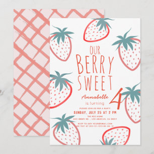 Berry Sweet Strawberry Red White Verjaardag Kaart
