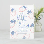 Berry Sweet Strawberry Roze Witte Verjaardag Kaart (Staand voorkant)
