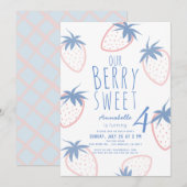 Berry Sweet Strawberry Roze Witte Verjaardag Kaart (Voorkant / Achterkant)