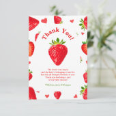 Berry Sweet Strawberry Spring Fruit Baby shower Bedankkaart (Staand voorkant)