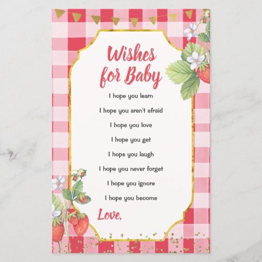 Berry Sweet Strawberry Summer Wishes for Baby Kaar (Voorkant)