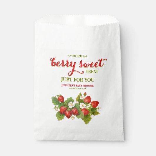 Berry Sweet Strawberry Theme Baby shower Bedankzakje (Voorkant)