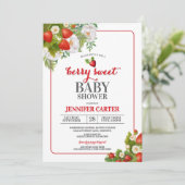 Berry Sweet Strawberry Theme Baby shower Kaart (Staand voorkant)