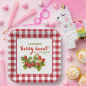 Berry Sweet Strawberry Theme Baby shower Papieren Bordje (Feest)