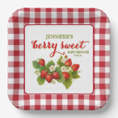 Berry Sweet Strawberry Theme Baby shower Papieren Bordje (Voorkant)