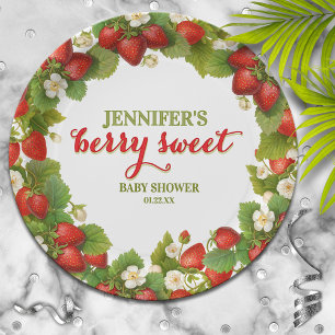 Berry Sweet Strawberry Theme Baby shower Papieren Bordje