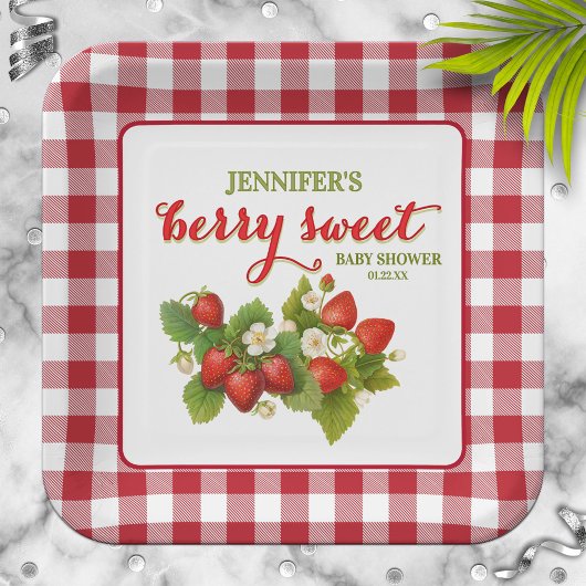 Berry Sweet Strawberry Theme Baby shower Papieren Bordje