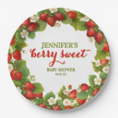Berry Sweet Strawberry Theme Baby shower Papieren Bordje (Voorkant)