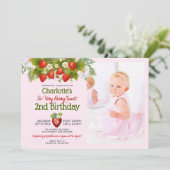 Berry Sweet Strawberry Theme Girl's Birthday Kaart (Staand voorkant)