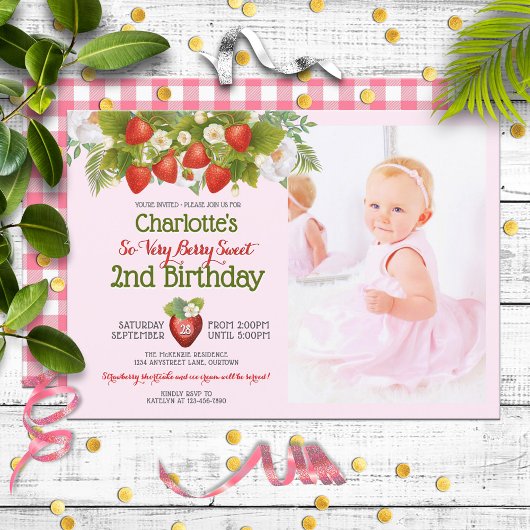 Berry Sweet Strawberry Theme Girl's Birthday Kaart