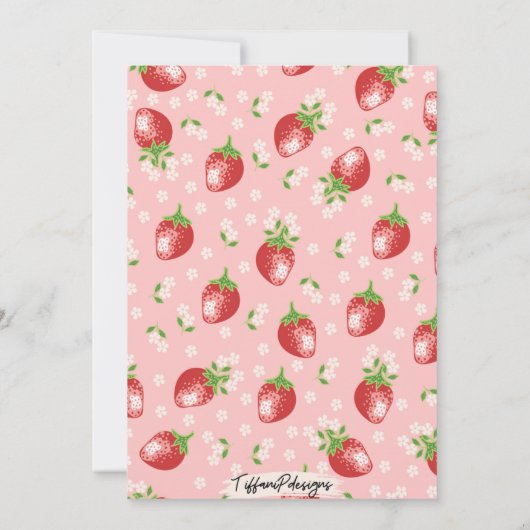 Berry Sweet, Strawberry Theme Verjaardag Uitnodigi Kaart (Achterkant)