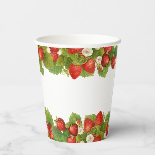 Berry Sweet Strawberry Theme Verjaardagsfeestje Papieren Bekers (Achterkant)