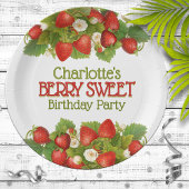 Berry Sweet Strawberry Theme Verjaardagsfeestje Papieren Bordje
