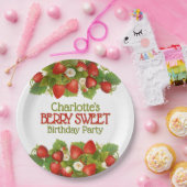 Berry Sweet Strawberry Theme Verjaardagsfeestje Papieren Bordje (Feest)