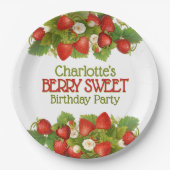 Berry Sweet Strawberry Theme Verjaardagsfeestje Papieren Bordje (Voorkant)