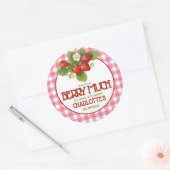 Berry Sweet Strawberry verjaardagsfeestje bedankt Ronde Sticker (Envelop)
