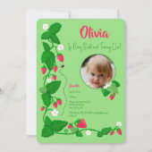 Berry Sweet Strawberry Vine 1st Birthday Girl Kaart (Voorkant)