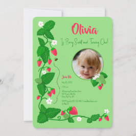 Berry Sweet Strawberry Vine 1st Birthday Girl Kaart