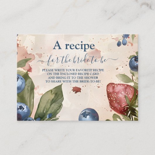 Berry Sweet Strawberry Vrijgezellenfeest recept Informatiekaartje (Voorkant)