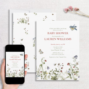 Berry Sweet Strawberry Waterverf Baby shower Kaart