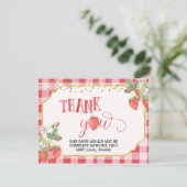 Berry Sweet Strawberry waterverf Dank je wel Bedankkaart (Staand voorkant)