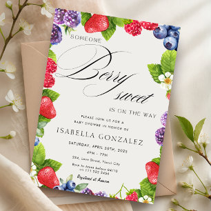 Berry Sweet Strawberry Wild Berries Baby shower Kaart