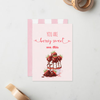 Berry Sweet Stripes Cupcake Whimsy Valentines Day Notitiekaartje