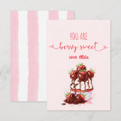 Berry Sweet Stripes Cupcake Whimsy Valentines Day Notitiekaartje (Voorkant / Achterkant)