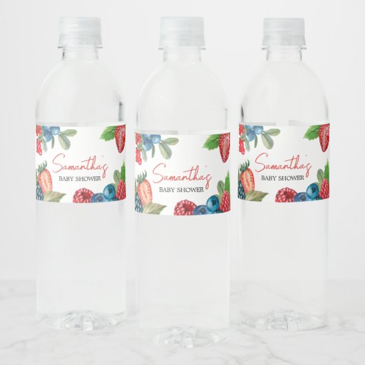 Berry Sweet Summer Baby Shower Waterfles Etiket (Flessen)