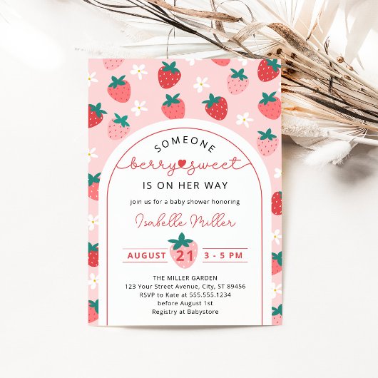Berry Sweet Summer Girl Baby shower Kaart