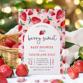 Berry Sweet Summer Strawberry Baby shower Kaart